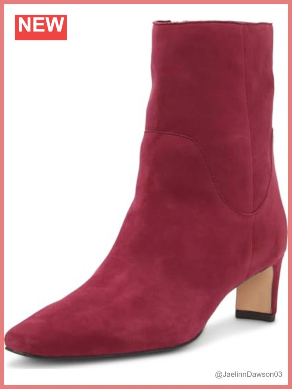 Suede Kitten Heel Ankle Bootie with Zip Closure Almond Toe